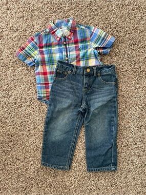 Ralph Lauren Plaid Button-Down Shirt and Ralph Lauren Jeans 18 Month Set